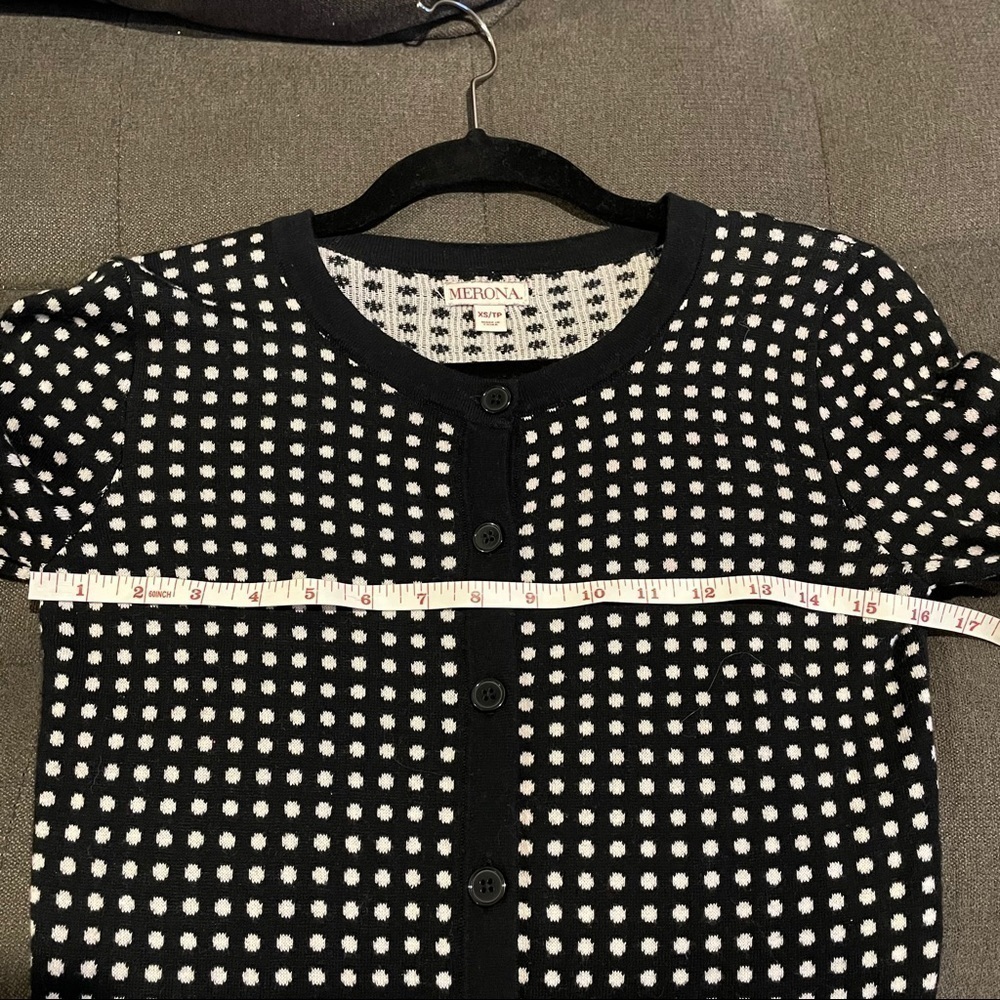 Merona Black and White Polka Dot Y2K Sweater Sz. XS/TP - Picture 6 of 11
